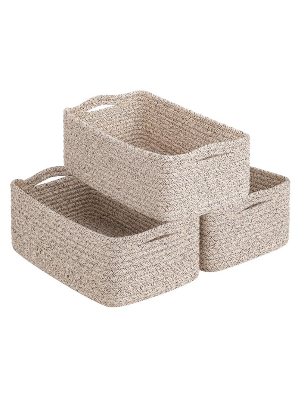 Goodpick 3 Pack Cotton Rope Storage Baskets for Nursery Shelves